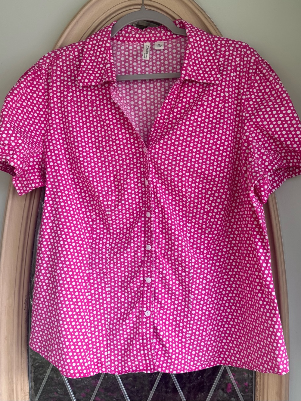 St. John's Bay Hot Pink Polka Dot Button-Down Shirt